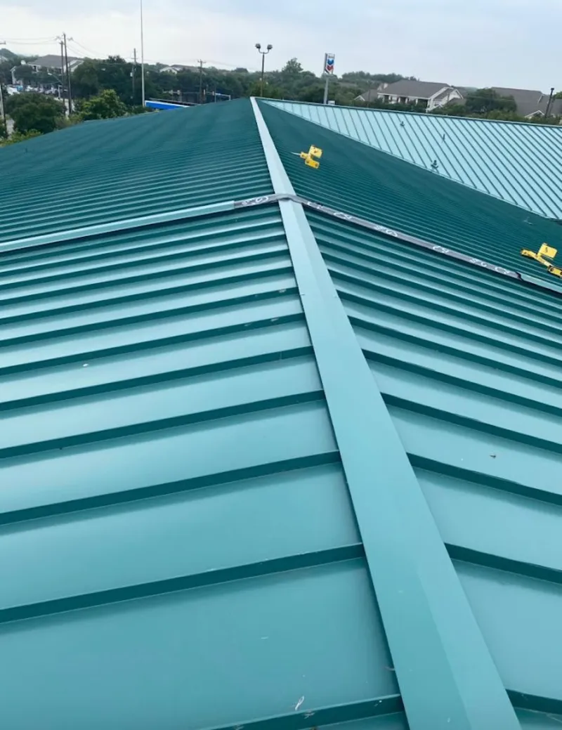 Green commercial metal roof ridge and valley for Metal Roof Repair in Greenwich